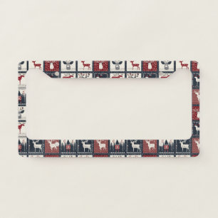 Rustic Knitted Patchwork Pattern   Nordic License Plate Frame