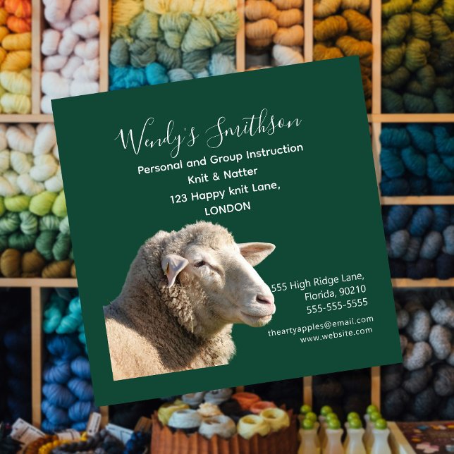 Rustic Knitting Teacher Business Card | Wool Yarn  (Creator Uploaded)