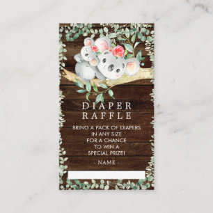 Rustic Koala Bear Baby Shower Diaper Raffle Ticket Enclosure Card