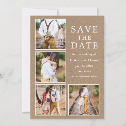 Rustic Kraft 4 Photo Engagement Save The Date
