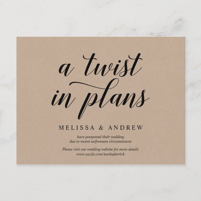 Rustic Kraft, A twist in Plans, Invites postponed (Front)