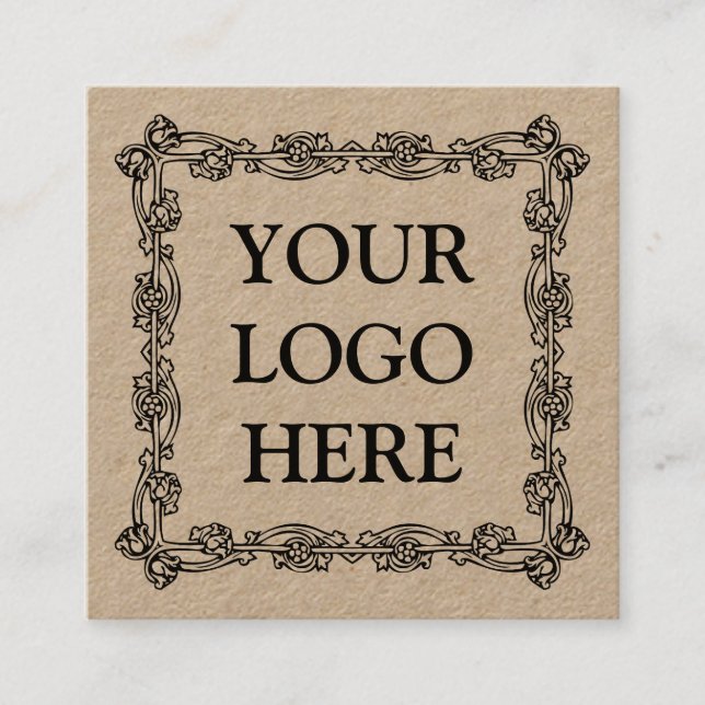 Rustic Kraft Add Your Logo Square Business Card (Front)