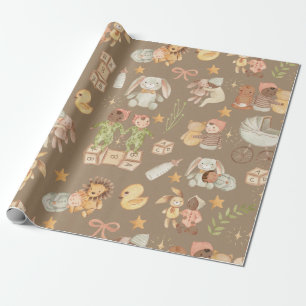 Rustic Kraft All Ethnicity Baby Large Pattern Wrapping Paper