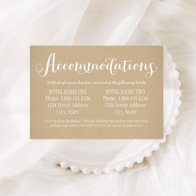 Rustic Kraft and Lace Wedding Accommodations Enclosure Card (Creator Uploaded)