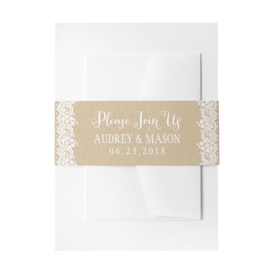 Rustic Kraft and Lace Wedding Please Join Us Invitation ...