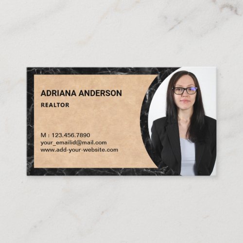 Rustic Kraft and Marble Real Estate Photo Realtor Business Card