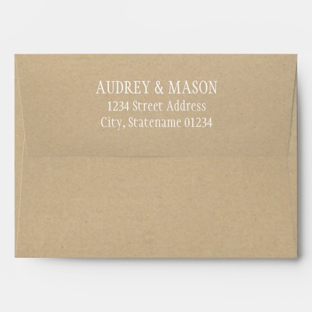 Rustic Kraft and White Wedding Envelope (Back (Top Flap))