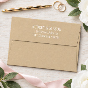 Rustic Kraft and White Wedding Envelope