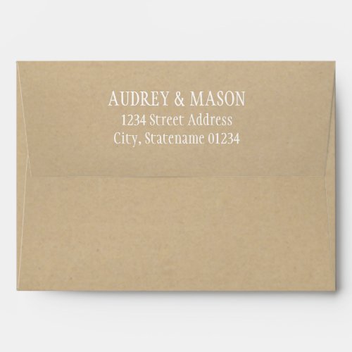 Rustic Kraft and White Wedding Return Address Envelope