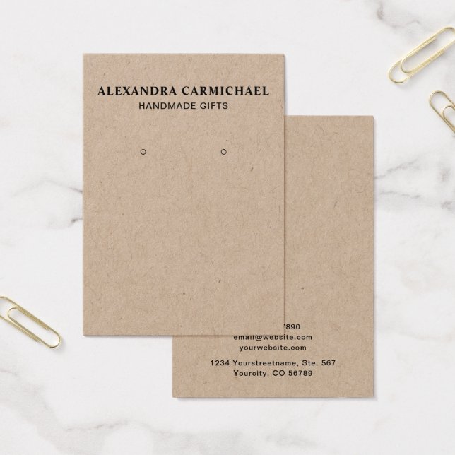 Rustic Kraft Artisan Earring Jewelry Display Card (Office)