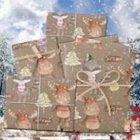 Rustic Christmas Reindeer Antler Ornaments Wrapping Paper, Zazzle in 2023