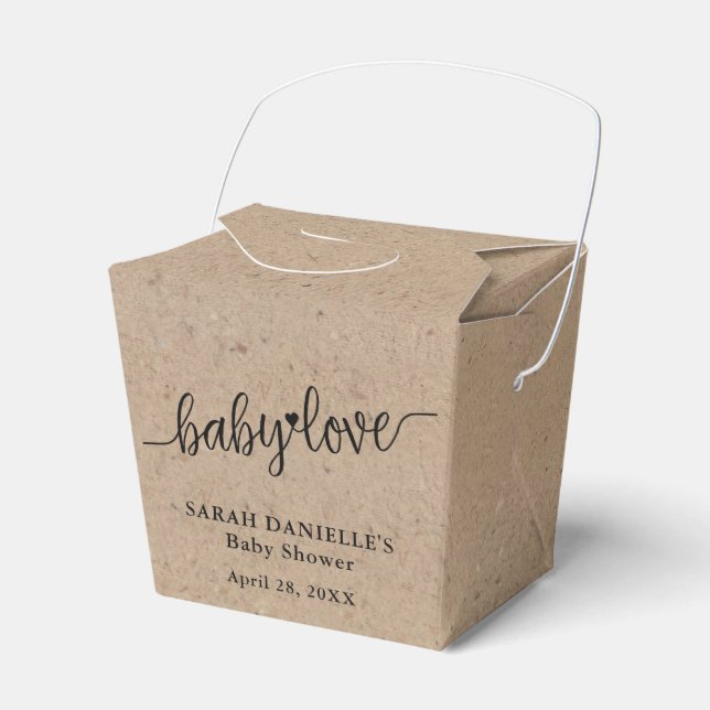 Rustic Kraft Baby Love Custom Take Out Favor Boxes (Front Side)