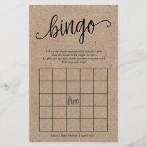 Rustic Kraft Baby Shower Bingo, Paper Game Card