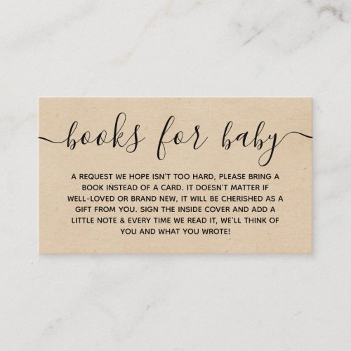 Rustic Kraft Baby Shower Book Request Enclosure Card