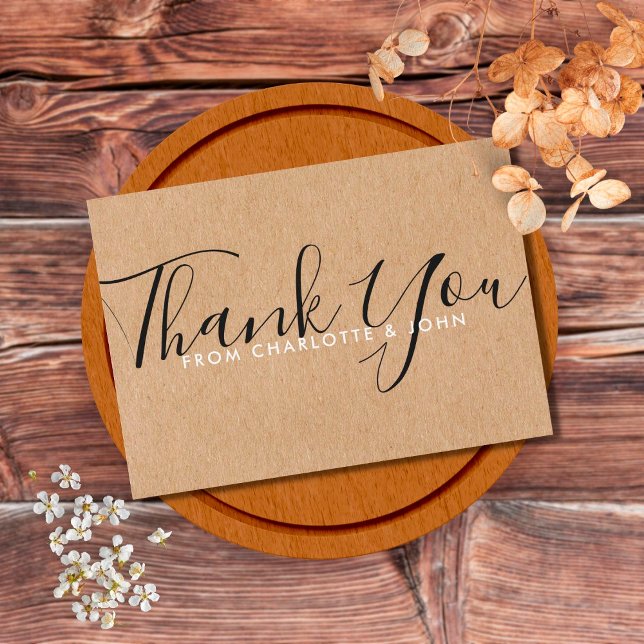 Rustic Kraft Baby Shower Signature Script Thank You Card (Creator Uploaded)