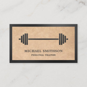 Rustic Kraft Barbell Fitness Personal Trainer Business Card