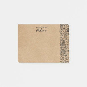 Rustic Kraft Birds Illustration Personalised Post-it Notes