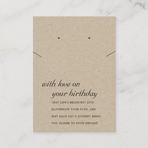 RUSTIC KRAFT BIRTHDAY GIFT NECKLACE EARRING CARD