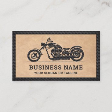 Rustic Kraft Black Motorbike Motorcycle Mechanic Business Card