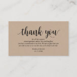 Rustic Kraft, Black Script, Wedding Thank you Enclosure Card<br><div class="desc">This is the Modern Rustic Kraft,  Black Script,  Wedding reception Enclosure Card. You can change the font colours,  and add your wedding details in the matching font / lettering. #TeeshaDerrick</div>