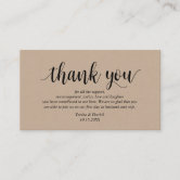 Modern Dark Grey Script, Wedding Thank you Enclosure Card