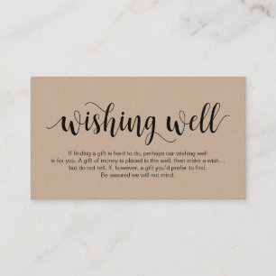 Rustic Kraft, Black Script, Wedding Wishing Well Enclosure Card