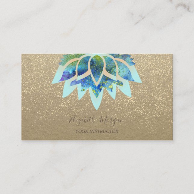 Rustic Kraft,Blue Lotus,Confetti Yoga Instructor Business Card (Front)