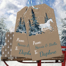 Rustic Kraft Blue Spruce Woodland White Horse