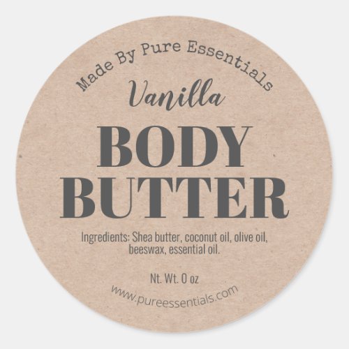 Rustic Kraft Body Butter Labels