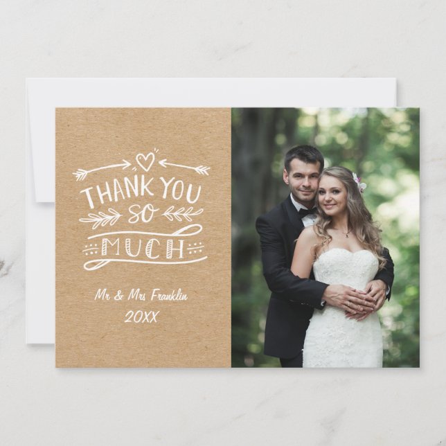 Rustic Kraft Boho Wedding Photo Thank You So Much (Front)