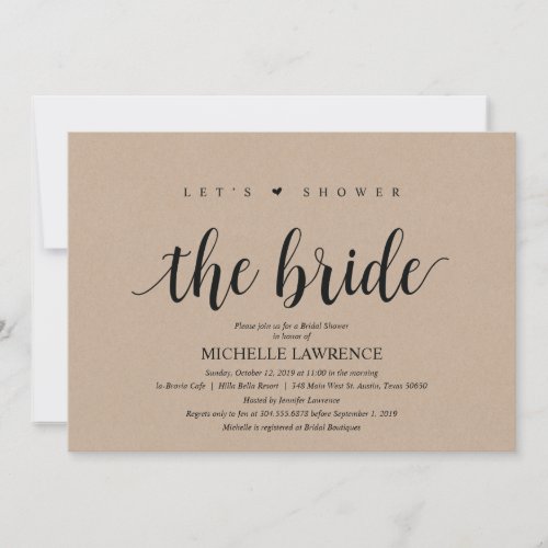 Rustic Kraft Bridal shower brunch Invites