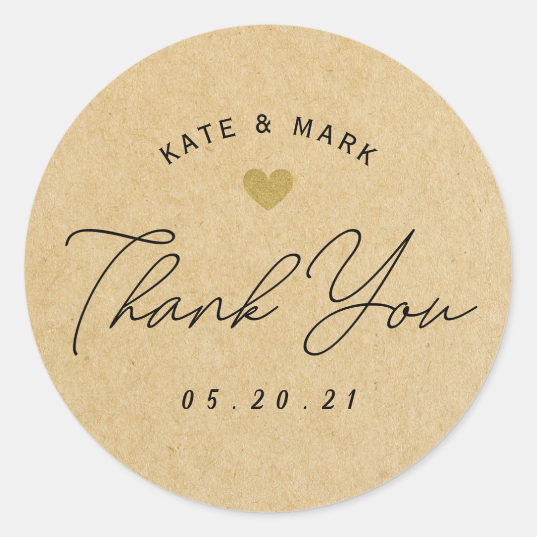 Rustic Kraft Bridal Shower Wedding Favor Classic Round Sticker | Zazzle