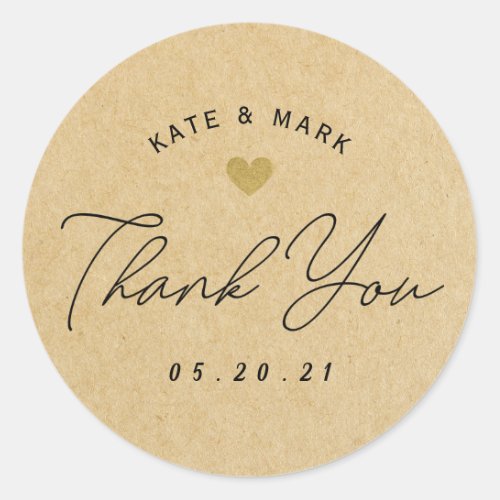 Rustic Kraft Bridal Shower Wedding Favor Classic Round Sticker