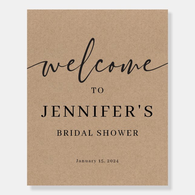 Rustic Kraft Bridal Shower Welcome Sign (Front)