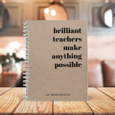 Rustic Kraft Brilliant Teacher Retro Quote Art Notebook