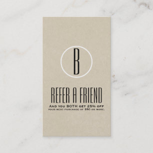 Rustic Kraft Brown Minimal Refer a Friend Referral Card