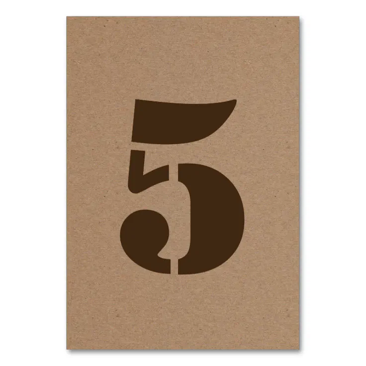 Rustic Kraft Brown Paper Country Wedding Table Number Zazzle