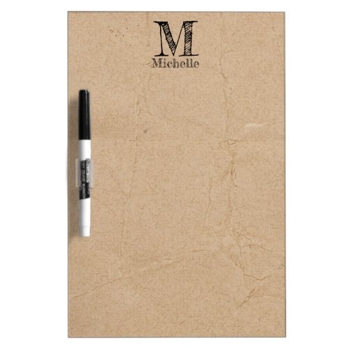 Rustic Kraft Brown Paper Look Monogram Dry Erase Board