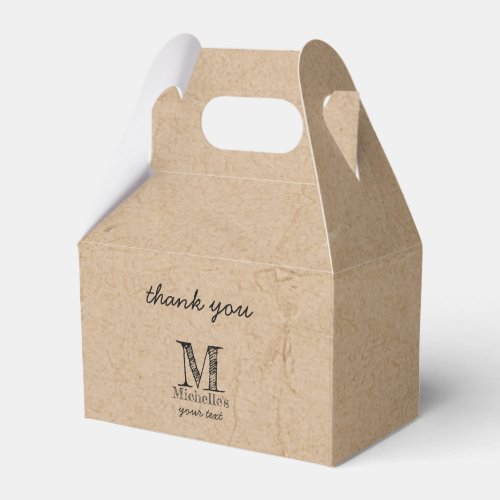 Rustic Kraft Brown Paper Look Monogram Favor Boxes