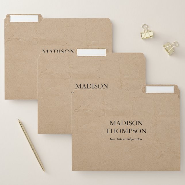 Rustic Kraft Brown Paper Simple Professional  File Folder (Set)