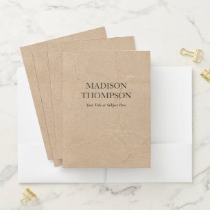 Rustic Kraft Brown Paper Simple Professional  Pocket Folder