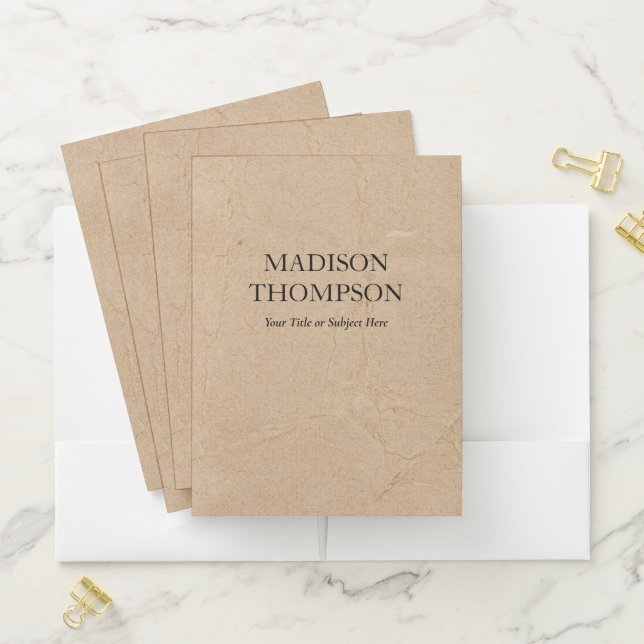 Rustic Kraft Brown Paper Simple Professional  Pocket Folder (In Situ)