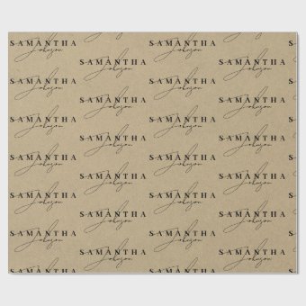 Rustic Kraft Brown Signature Script Wrapping Paper | Zazzle