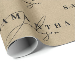 Rustic Kraft Brown Signature Script Wrapping Paper | Zazzle