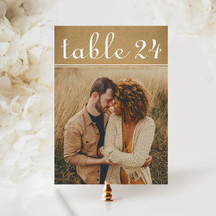 Rustic Kraft Brown Wedding Photo Table Number