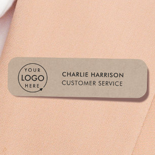 Rustic Kraft Business Employee Logo Modern Staff Name Tag