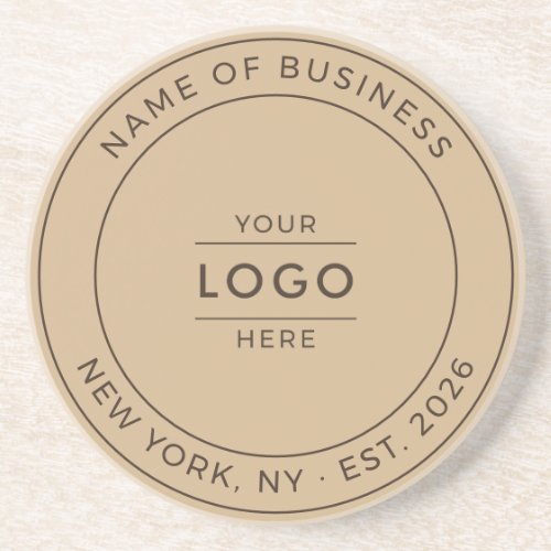 Rustic Kraft Business Logo Established Year Coaster