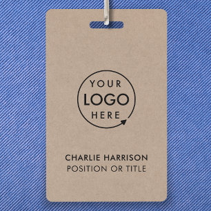 Rustic Kraft Business Logo ID Modern Employee Badge