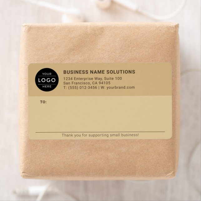 Rustic Kraft Business Logo Return Address Shipping Label (Insitu)