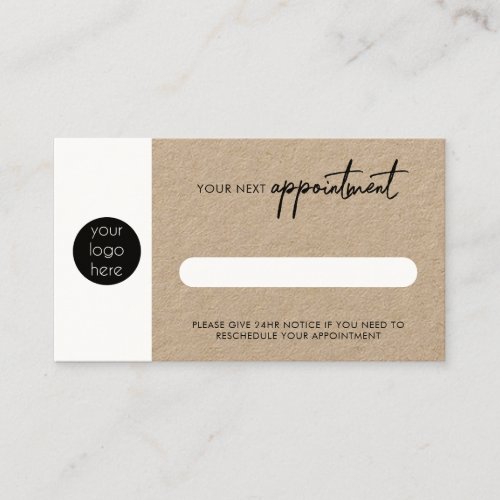 Rustic Kraft Business Next Appointment Card